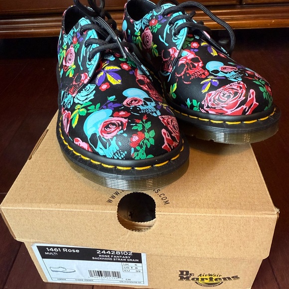 Dr. Martens Shoes - Dr. Martens Black Floral Lace-Up Shoes